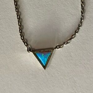 Triangle Opal Pendant Necklace